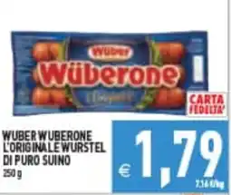 Supermercati Agorà Wüber Wüberone l'originale wurstel di puro suino offerta