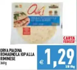 Supermercati Agorà Orva piadina romagnola igp alla riminese offerta