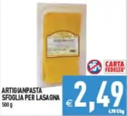 Supermercati Agorà Artigianpasta sfoglia per lasagna offerta