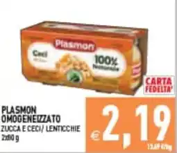 Supermercati Agorà Plasmon omogeneizzato zucca e ceci / lenticchie offerta