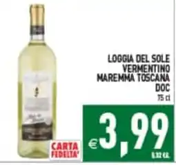 Supermercati Agorà Loggia del Sole Vermentino Maremma Toscana DOC offerta