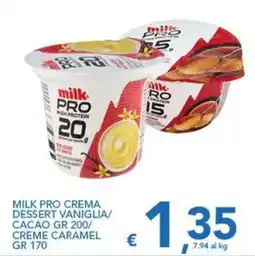 Supermercati B2 Milk Pro crema dessert vaniglia/cacao offerta