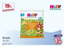 B di Bimbi HiPP Biologico Anellini di cereali al formaggio offerta