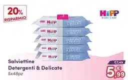 B di Bimbi Salviettine Detergenti & Delicate HiPP Baby Care offerta