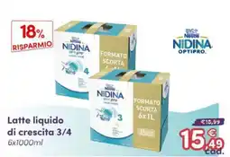 B di Bimbi Latte liquido di crescita Nestlé Nidina Optipro offerta