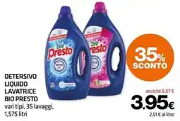 Superconti Detersivo liquido lavatrice Bio Presto offerta