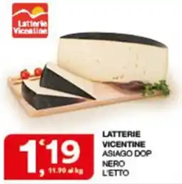 Sisa Latterie Vicentine Asiago Dop Nero offerta