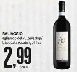 PRO7 Supermercati Baliaggio aglianico del vulture dop/basilicata rosato igp offerta