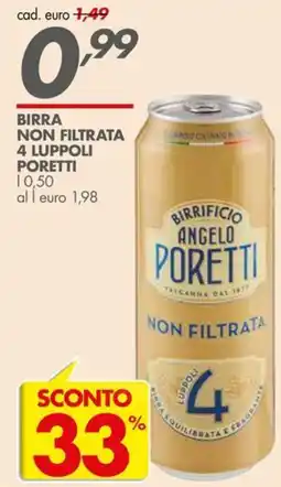 Italmark Birra non filtrata 4 luppoli Poretti offerta