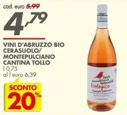 Italmark Vini d'Abruzzo Bio Cerasuolo/Montepulciano Cantina Tollo offerta