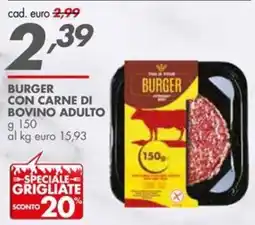 Italmark Burger con carne di bovino adulto offerta