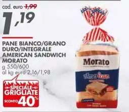 Italmark Pane bianco/grano duro/integrale American sandwich Morato offerta