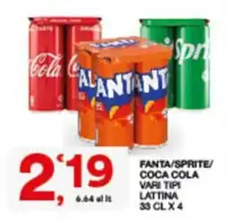 Sisa Fanta/Sprite/Coca Cola vari tipi lattina offerta