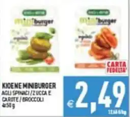 Pim Supermercati Kioene miniburger agli spinaci/zucca e carote/broccoli offerta