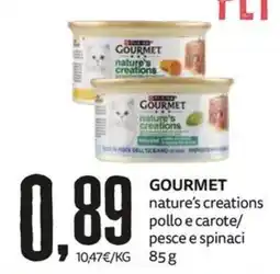 PRO7 Supermercati Gourmet nature's creations pollo e carote/ pesce e spinaci offerta