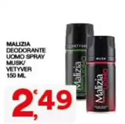 Sisa Malizia deodorante uomo spray musk/vetyver offerta