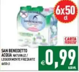 Pim Supermercati San Benedetto acqua naturale leggermente frizzante offerta