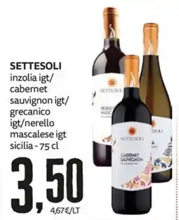 PRO7 Supermercati Settesoli inzolia igt/cabernet sauvignon igt/grecanico igt/nerello mascasele igt offerta