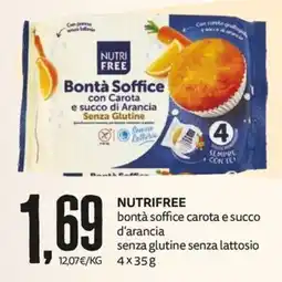 PRO7 Supermercati Nutrifree bontà soffice carota e succo d'arancia senza glutine senza lattosio offerta