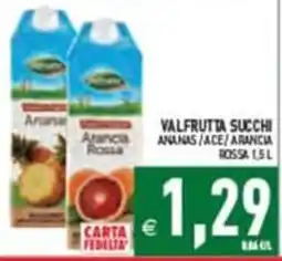 Pim Supermercati Valfrutta succhi ananas/ace/arancia rossa offerta