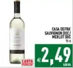 Pim Supermercati Casa Defra' Sauvignon Doc / Merlot Doc offerta