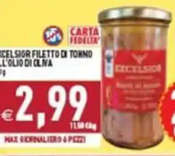 Pim Supermercati Excelsior filetto di tonno all'olio di oliva offerta