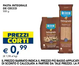 Esselunga Pasta integrale De Cecco offerta