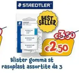 Giokids Staedtler Blister gomma st rasoplast assortite da 3 offerta