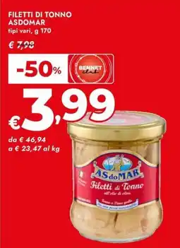 Bennet Filetti di Tonno Asdomar offerta