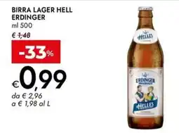 Bennet Birra lager hell Erdinger offerta