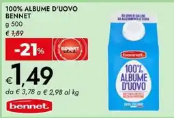 Bennet 100% albume d'uovo bennet offerta