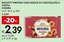 Bennet Biscotti protein con gocce di cioccolato e avena Misura offerta