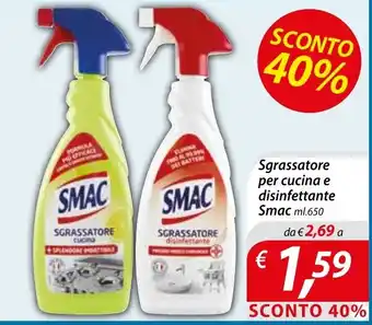 Sgrassatore per cucina e disinfettante Smac