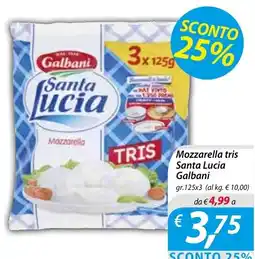Iper Romagnolo Mozzarella tris Santa Lucia Galbani offerta
