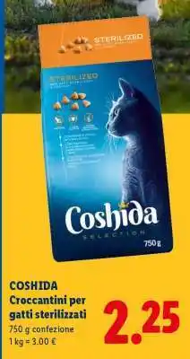 Lidl COSHIDA Croccantini per gatti sterilizzati offerta