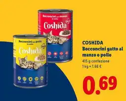 Lidl COSHIDA Bocconcini gatto al manzo o pollo offerta
