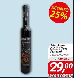 Iper Romagnolo Schiaccherà D.O.C. 5 Terre Sassarini offerta
