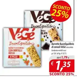 Iper Romagnolo Barrette di cereali VéGé cioccolato fondente-mirtilli rossi offerta