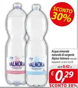 Iper Romagnolo Acqua minerale naturale di sorgente Alpina Valmora naturale-frizzante offerta