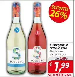 Iper Romagnolo Vino Frizzante secco Solegro bianco-rosato offerta