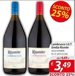 Iper Romagnolo Lambrusco I.G.T. Emilia Riunite offerta