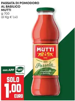 Pam Passata di pomodoro al basilico Mutti offerta