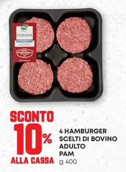 Pam 4 hamburger scelti di bovino adulto Pam offerta