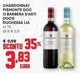 Pam Chardonnay Piemonte DOC o Barbera d'Asti DOCG Duchessa Lia offerta