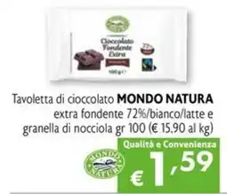 Eurospesa Cioccolato Fondente Extra MONDO NATURA offerta