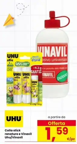 Interspar Colla stick renature e Vinavil Uhu/Vinavil offerta