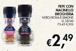 Coal Pepe con macinello drogheria nero/rosa e limone offerta
