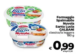 Coop Radenza Formaggio Spalmabile Nuvola Santa Lucia GALBANI offerta