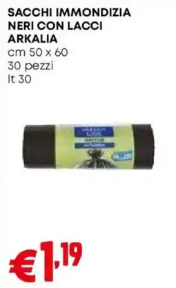 Pam Sacchi immondizia neri con lacci Arkalia offerta
