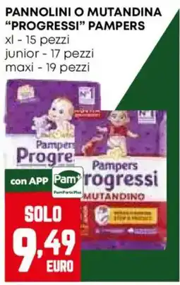 Pam Pannolini o mutandina Pampers Progressi offerta